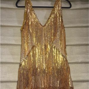 Sleeveless beaded fringe dress